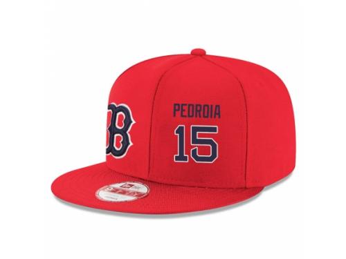MLB 's New Era Boston Red Sox #15 Dustin Pedroia Stitched Snapback Adjustable Player Hat - Red Navy
