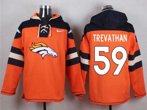 NFL Denver Broncos (ILB) #59 Danny Trevathan Men Orange Pullover Hoodie