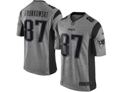 NFL Nike New England Patriots (TE) #87 Rob Gronkowski Men Limited Gridiron Gray Jerseys