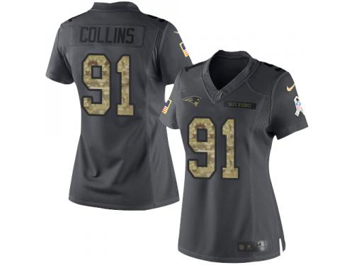 Nike Patriots #91 Jamie Collins Black Women Stitched NFL Limited 2016 Salute to Service Jersey
