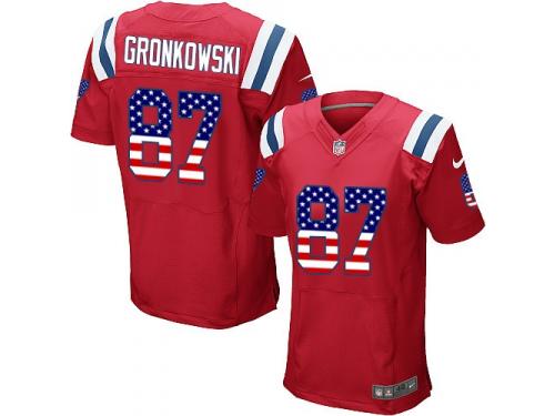 Nike Rob Gronkowski Elite Red Alternate Men's Jersey - NFL New England Patriots #87 USA Flag Fashion
