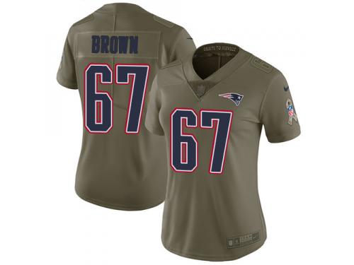 Nike Trent Brown Limited Olive Women's Jersey - NFL New England Patriots #67 2017 Salute to Service