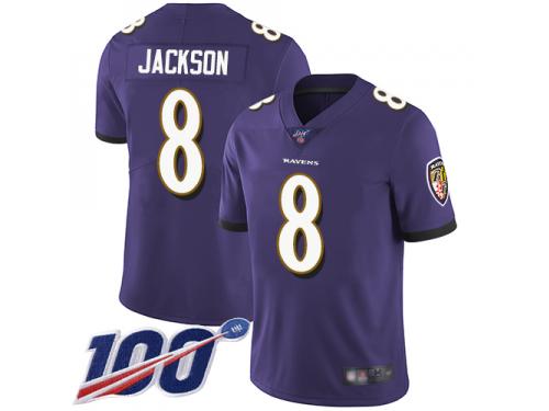 Ravens #8 Lamar Jackson Purple Team Color Youth Stitched ...