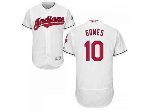 White Yan Gomes Men #10 Majestic MLB Cleveland Indians Flexbase Collection Jersey