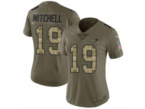 Women Nike New England Patriots #19 Malcolm Mitchell Limited Olive/Camo 2017 Salute to Service NFL Jersey
