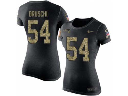 Women Nike New England Patriots #54 Tedy Bruschi Black Camo Salute to Service T-Shirt