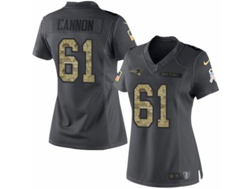 Women's Nike New England Patriots #61 Marcus Cannon Limited Black 2016 Salute to Service NFL Jersey