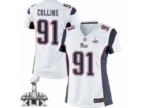 Women's Nike New England Patriots #91 Jamie Collins Limited White Super Bowl XLIX NFL Jersey