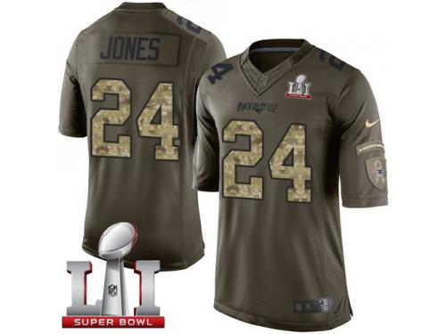 Youth Nike New England Patriots #24 Cyrus Jones Limited Green Salute to Service Super Bowl LI 51 NFL Jersey