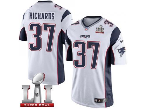 Youth Nike New England Patriots #37 Jordan Richards Elite White Super Bowl LI 51 NFL Jersey