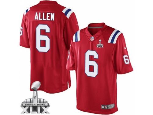 Youth Nike New England Patriots #6 Ryan Allen Red Alternate Super Bowl XLIX NFL Jersey