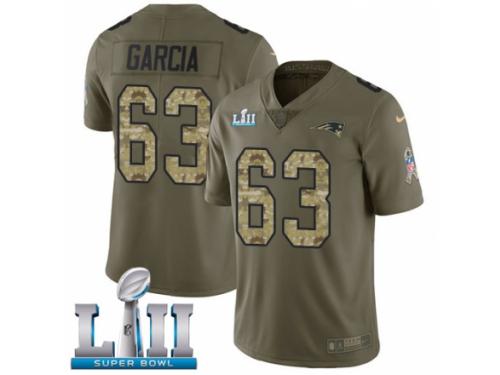 Youth Nike New England Patriots #63 Antonio Garcia Limited Olive/Camo 2017 Salute to Service Super Bowl LII NFL Jersey