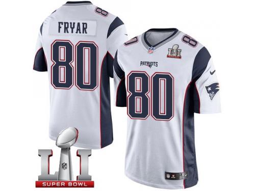 Youth Nike New England Patriots #80 Irving Fryar Elite White Super Bowl LI 51 NFL Jersey