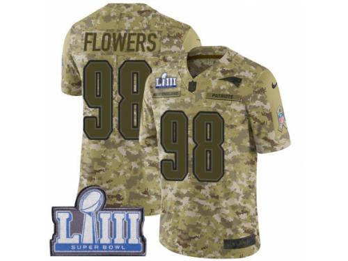 Youth Nike New England Patriots #98 Trey Flowers Limited Camo 2018 Salute to Service Super Bowl LIII Bound NFL Jersey
