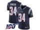 #34 Limited Rex Burkhead Navy Blue Football Home Youth Jersey New England Patriots Vapor Untouchable 100th Season