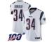 #34 Limited Rex Burkhead White Football Road Youth Jersey New England Patriots Vapor Untouchable 100th Season