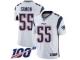 #55 Limited John Simon White Football Road Youth Jersey New England Patriots Vapor Untouchable 100th Season